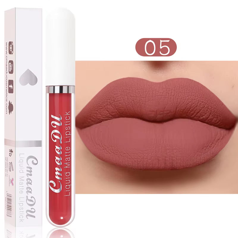Long-Lasting Velvet Matte Liquid Lipstick - Waterproof Red Lip Gloss for Women