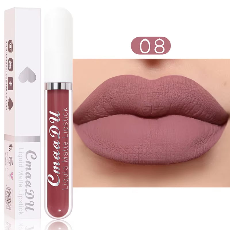 Long-Lasting Velvet Matte Liquid Lipstick - Waterproof Red Lip Gloss for Women