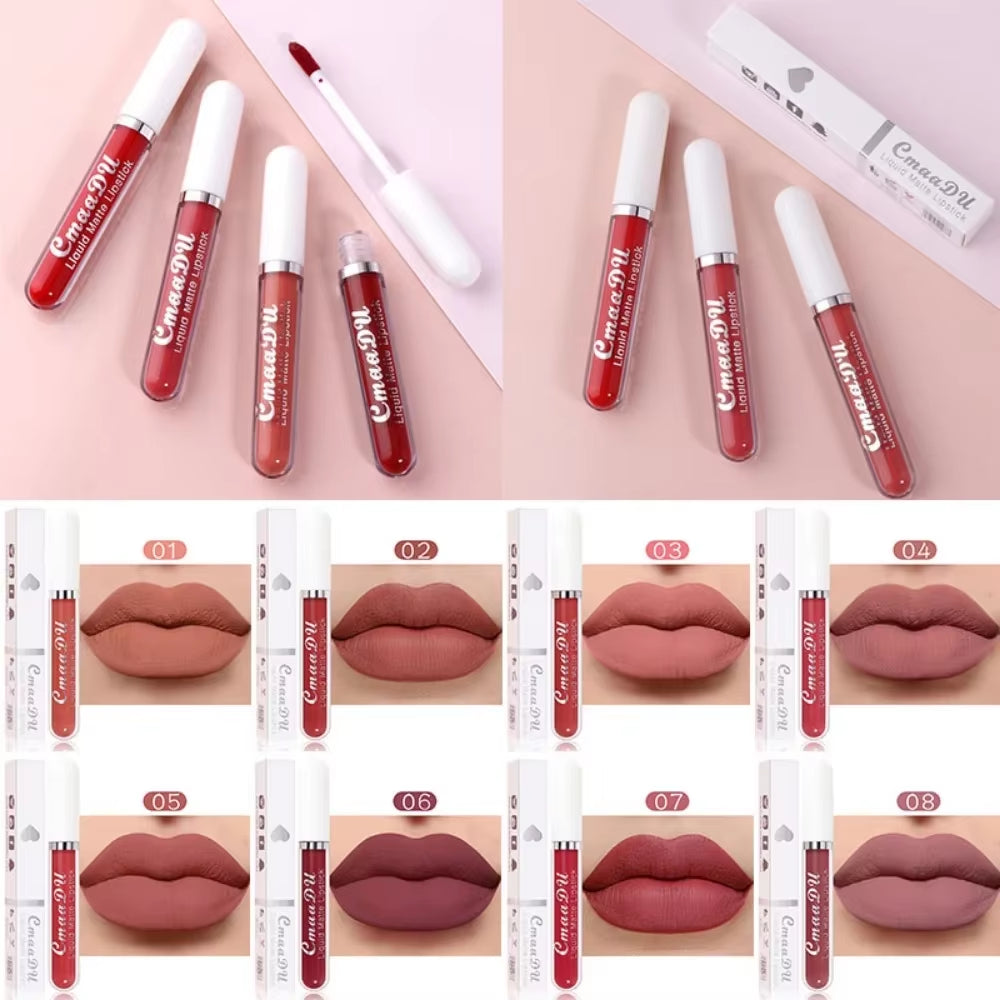 Long-Lasting Velvet Matte Liquid Lipstick - Waterproof Red Lip Gloss for Women