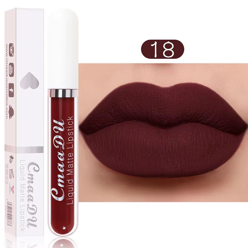 Long-Lasting Velvet Matte Liquid Lipstick - Waterproof Red Lip Gloss for Women