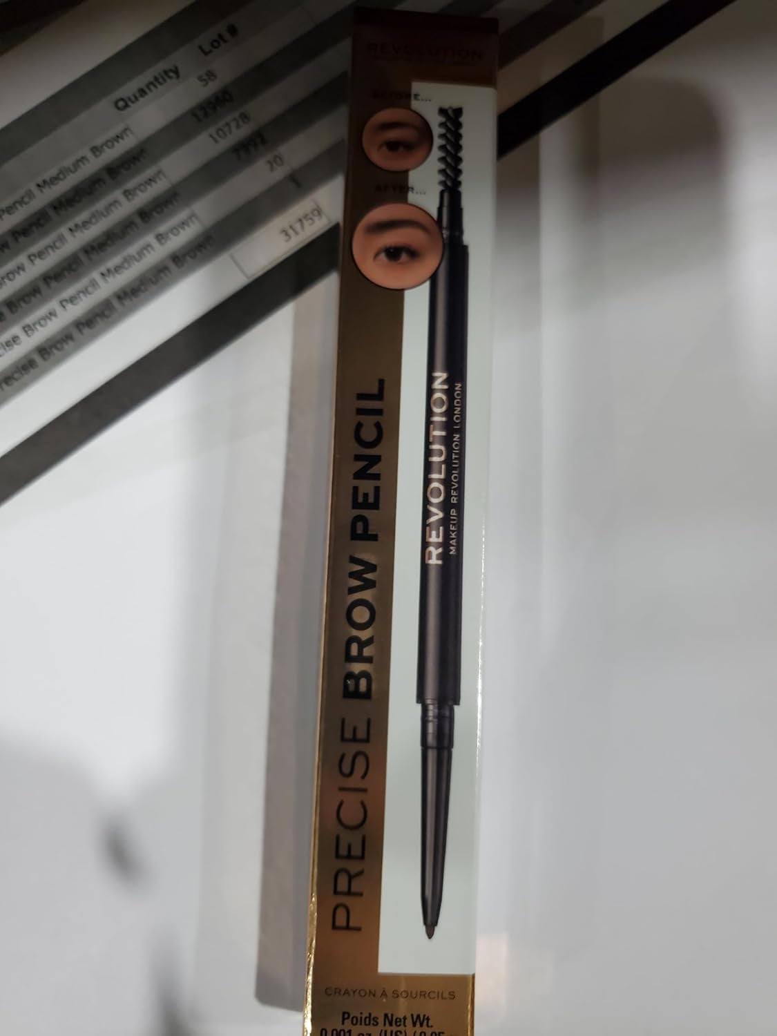 Makeup Revolution, Precise Brow Pencil, Lápiz De Cejas De Doble Punta Y Pincel En Espiral, Punta Fina, Marrón Medio, 9G