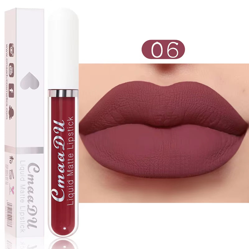 Long-Lasting Velvet Matte Liquid Lipstick - Waterproof Red Lip Gloss for Women