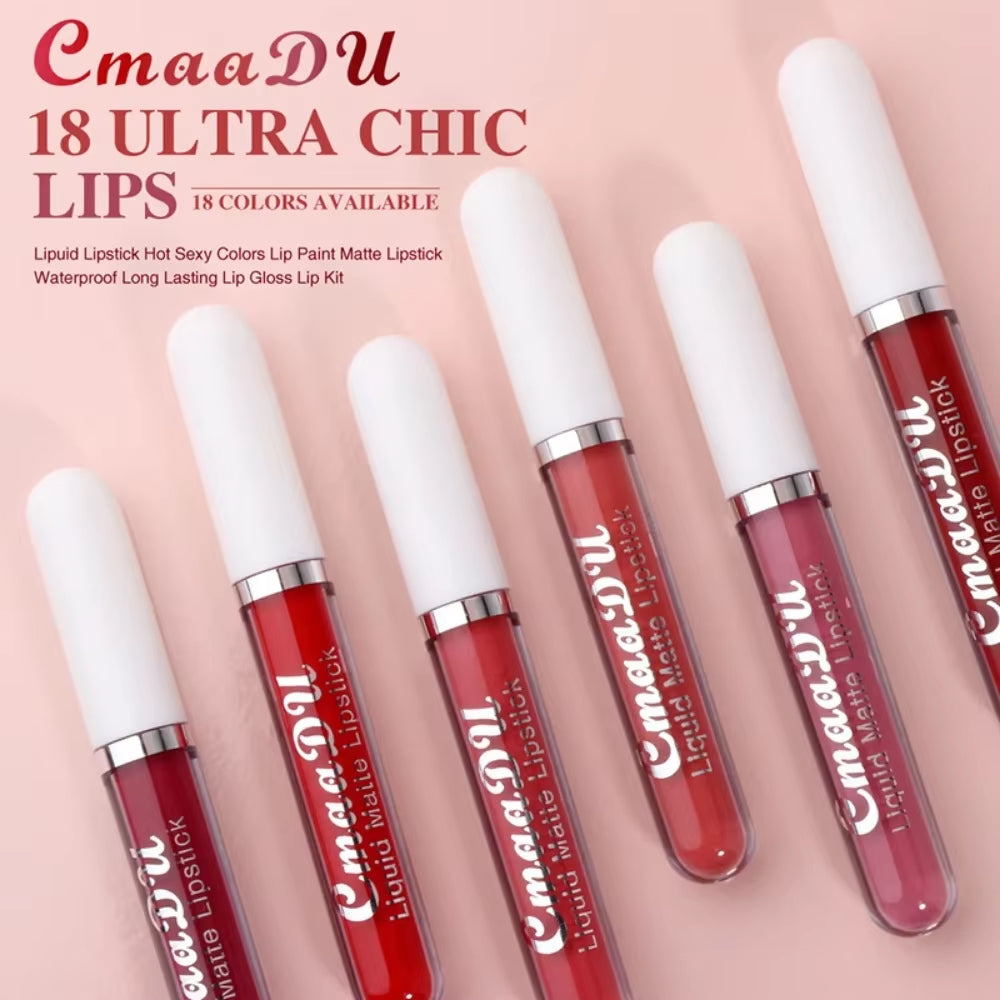 Long-Lasting Velvet Matte Liquid Lipstick - Waterproof Red Lip Gloss for Women