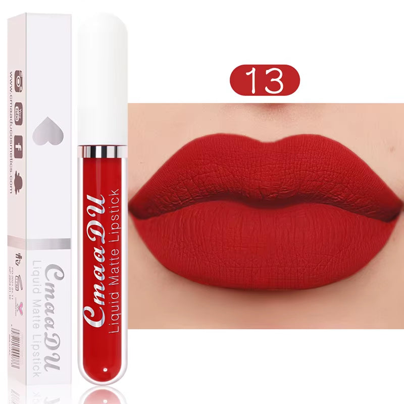 Long-Lasting Velvet Matte Liquid Lipstick - Waterproof Red Lip Gloss for Women