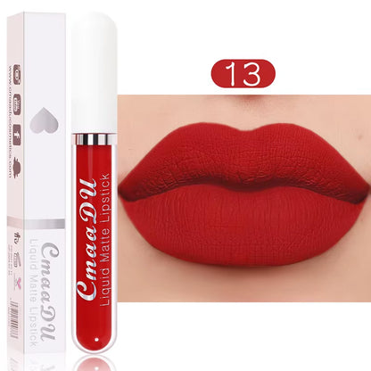 Long-Lasting Velvet Matte Liquid Lipstick - Waterproof Red Lip Gloss for Women