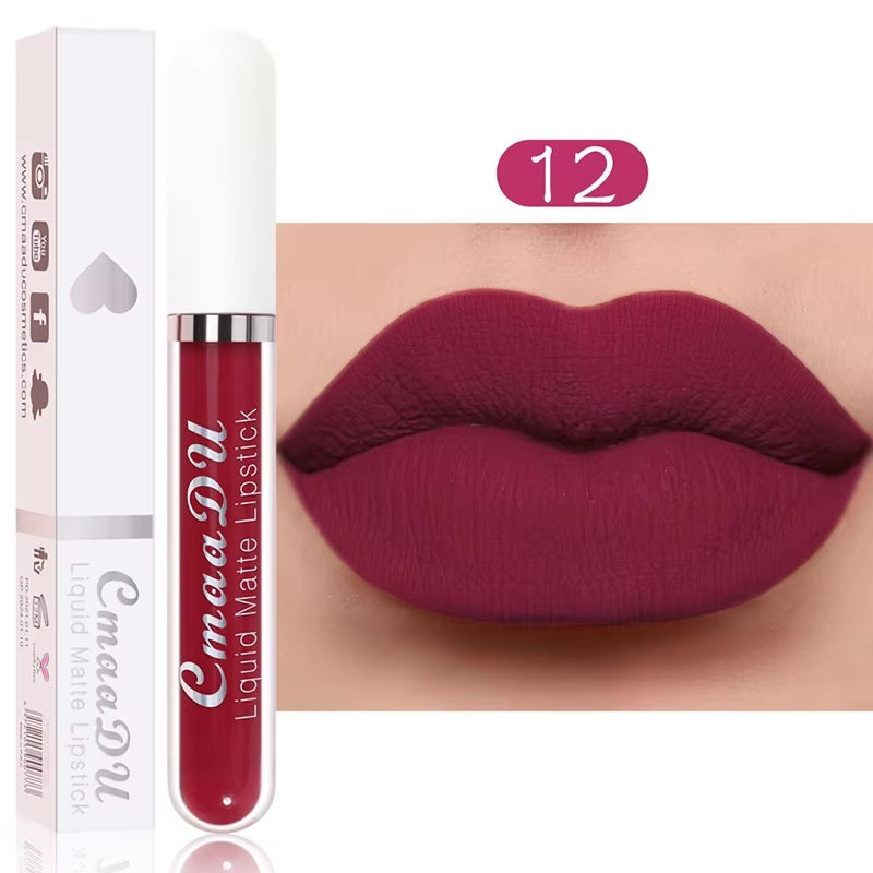 Long-Lasting Velvet Matte Liquid Lipstick - Waterproof Red Lip Gloss for Women