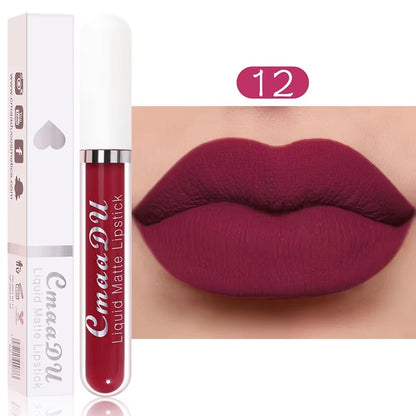 Long-Lasting Velvet Matte Liquid Lipstick - Waterproof Red Lip Gloss for Women