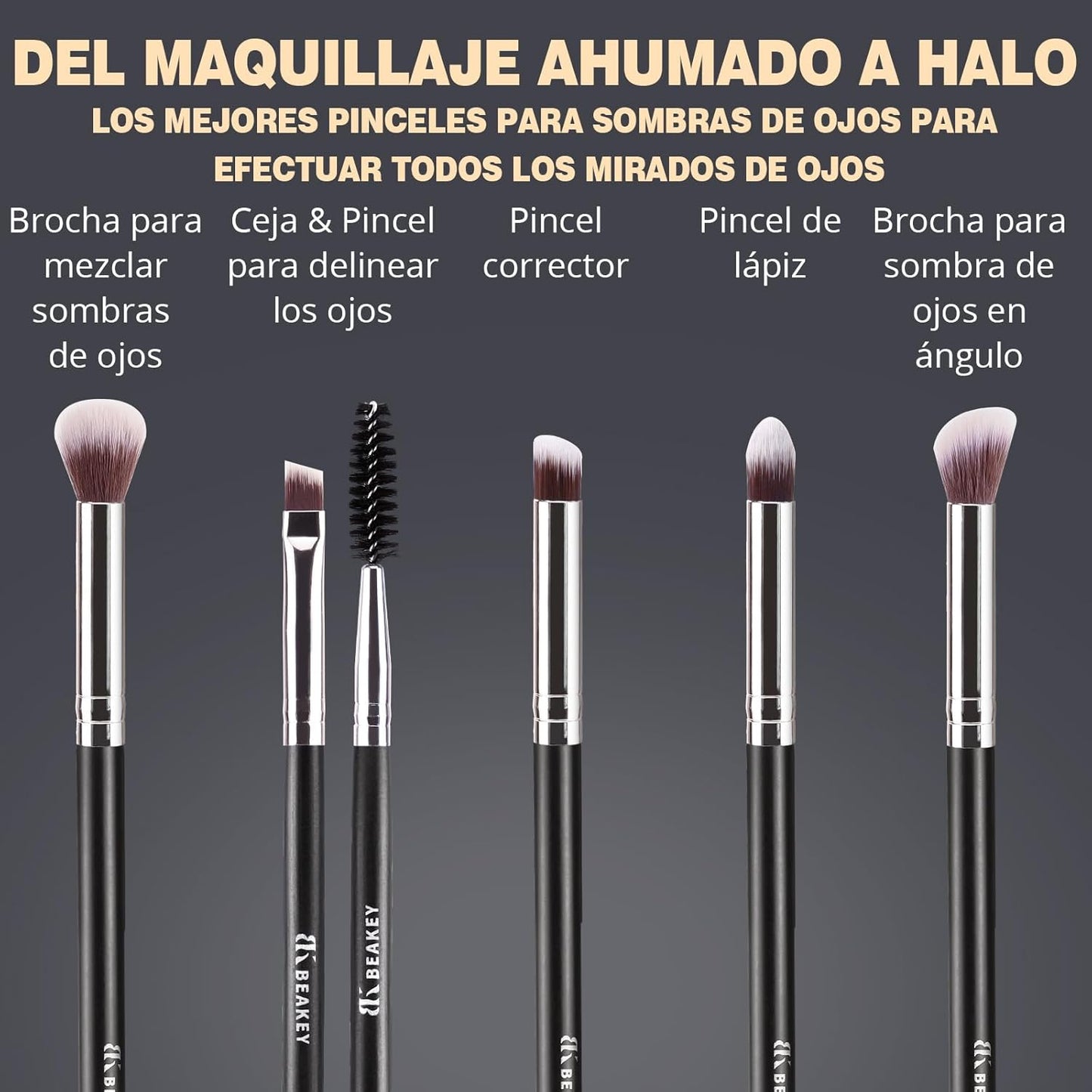 BEAKEY Set De Brochas De Maquillaje Profesional, 10+2 Brochas Sintéticas Para Base, Polvos, Ojos, Rubor Y Contorno, Con Esponja Blender (Negro/Plateado)