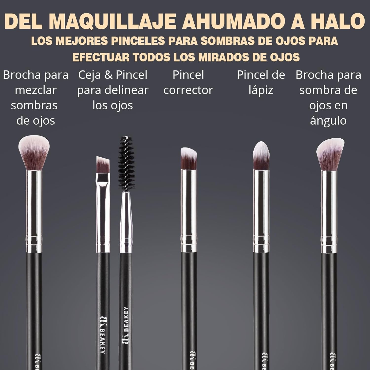 BEAKEY Set De Brochas De Maquillaje Profesional, 10+2 Brochas Sintéticas Para Base, Polvos, Ojos, Rubor Y Contorno, Con Esponja Blender (Negro/Plateado)