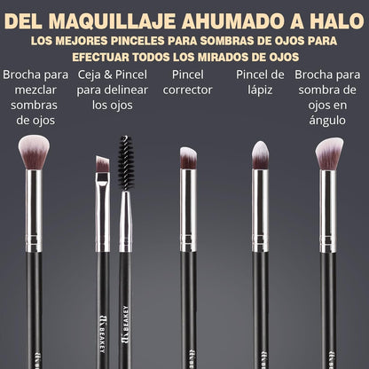BEAKEY Set De Brochas De Maquillaje Profesional, 10+2 Brochas Sintéticas Para Base, Polvos, Ojos, Rubor Y Contorno, Con Esponja Blender (Negro/Plateado)