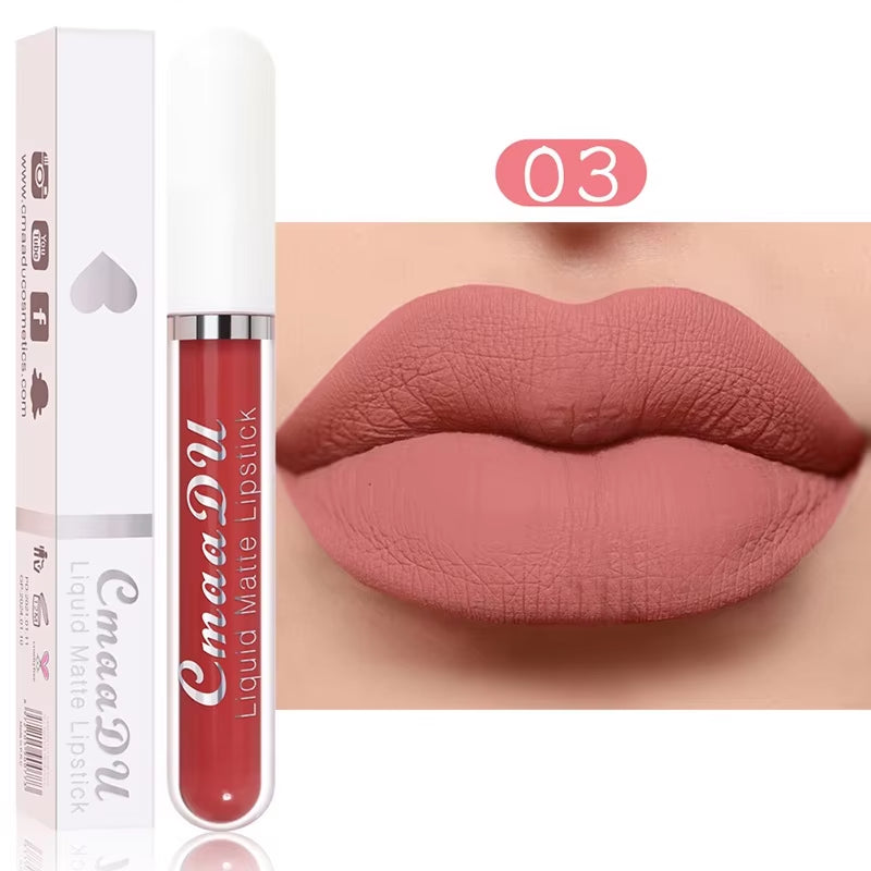 Long-Lasting Velvet Matte Liquid Lipstick - Waterproof Red Lip Gloss for Women
