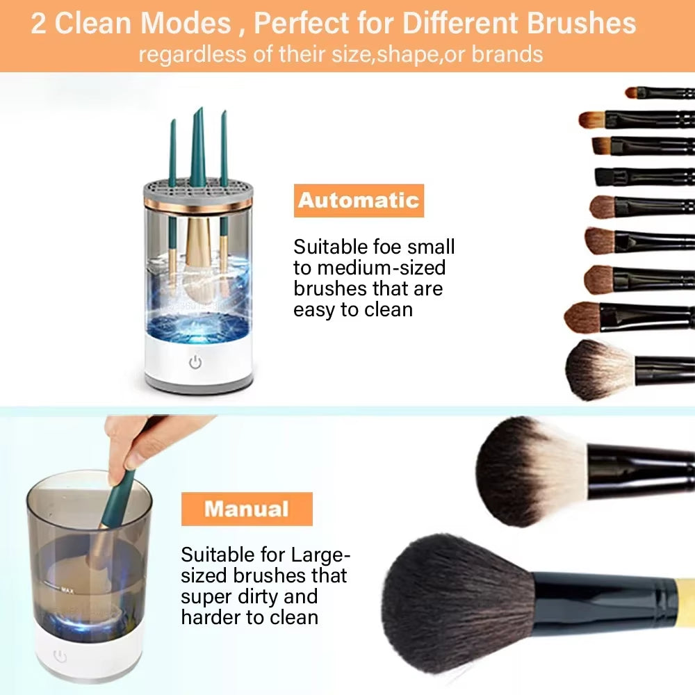 Portable 3-in-1 USB Electric Makeup Brush Cleaner and Drying Rack - Efficient Brush Washing and Quick Drying Tool
