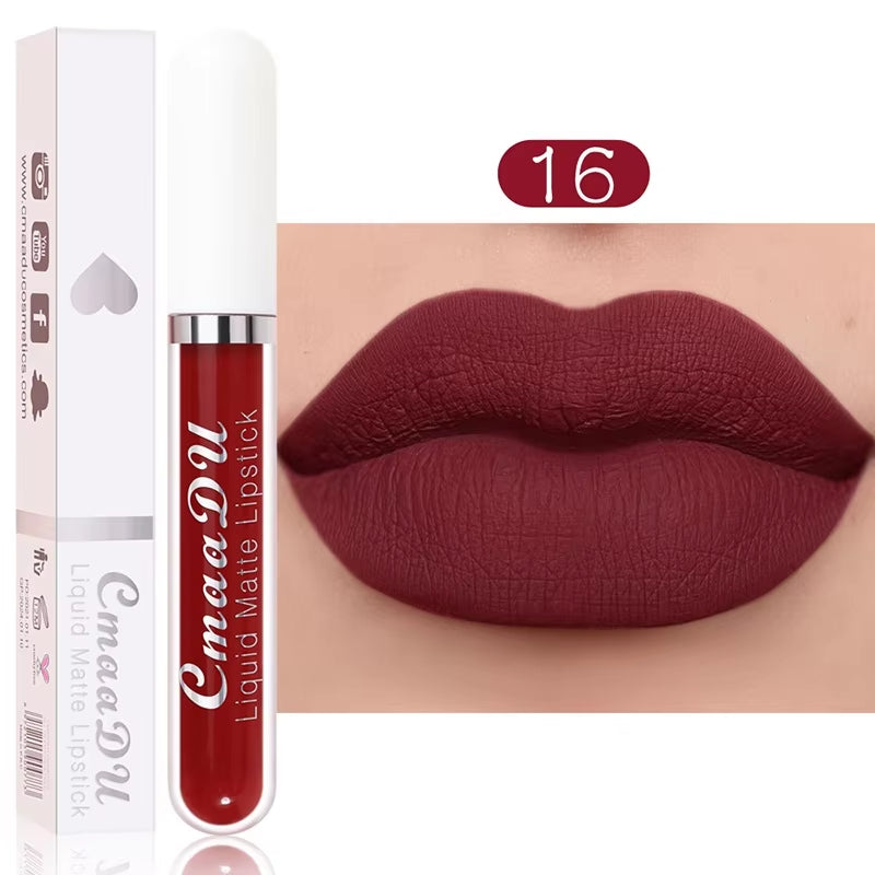 Long-Lasting Velvet Matte Liquid Lipstick - Waterproof Red Lip Gloss for Women