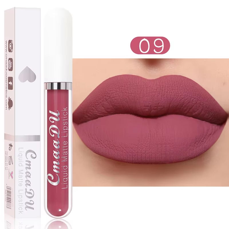 Long-Lasting Velvet Matte Liquid Lipstick - Waterproof Red Lip Gloss for Women