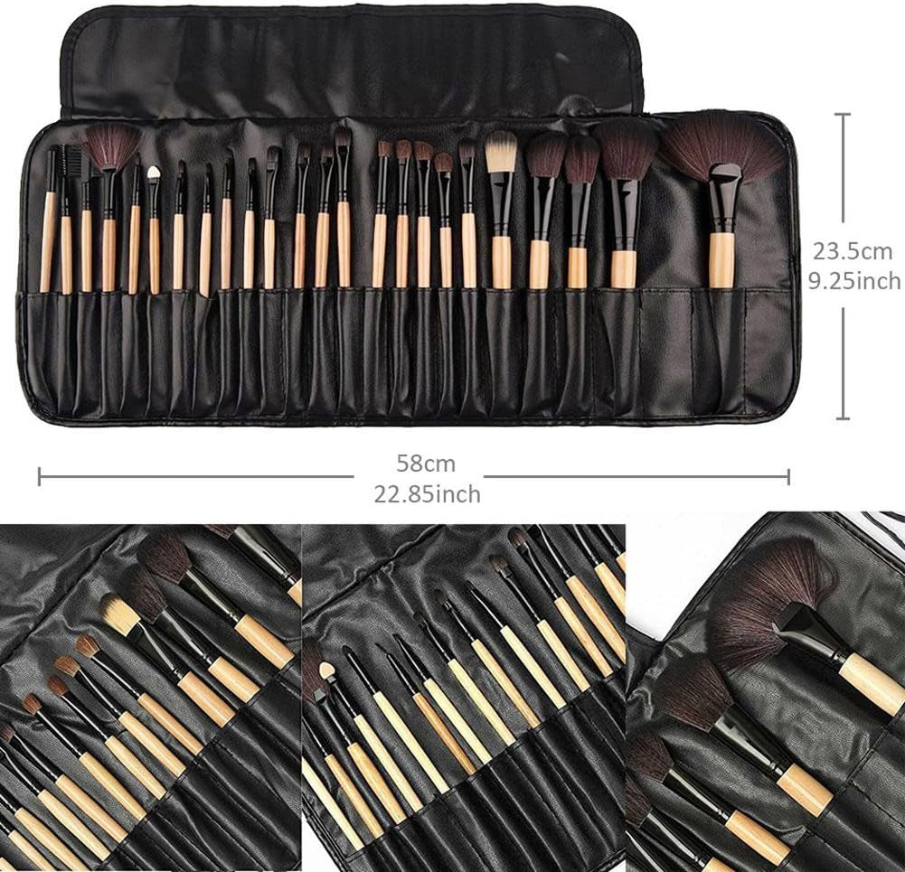 Brochas De Maquillaje, 24Pcs Maquillaje Profesional Pinceles Maquillaje De Ojos Rubor Contorno De Los Labios Corrector Brochas Cosméticas + Bolso Negro