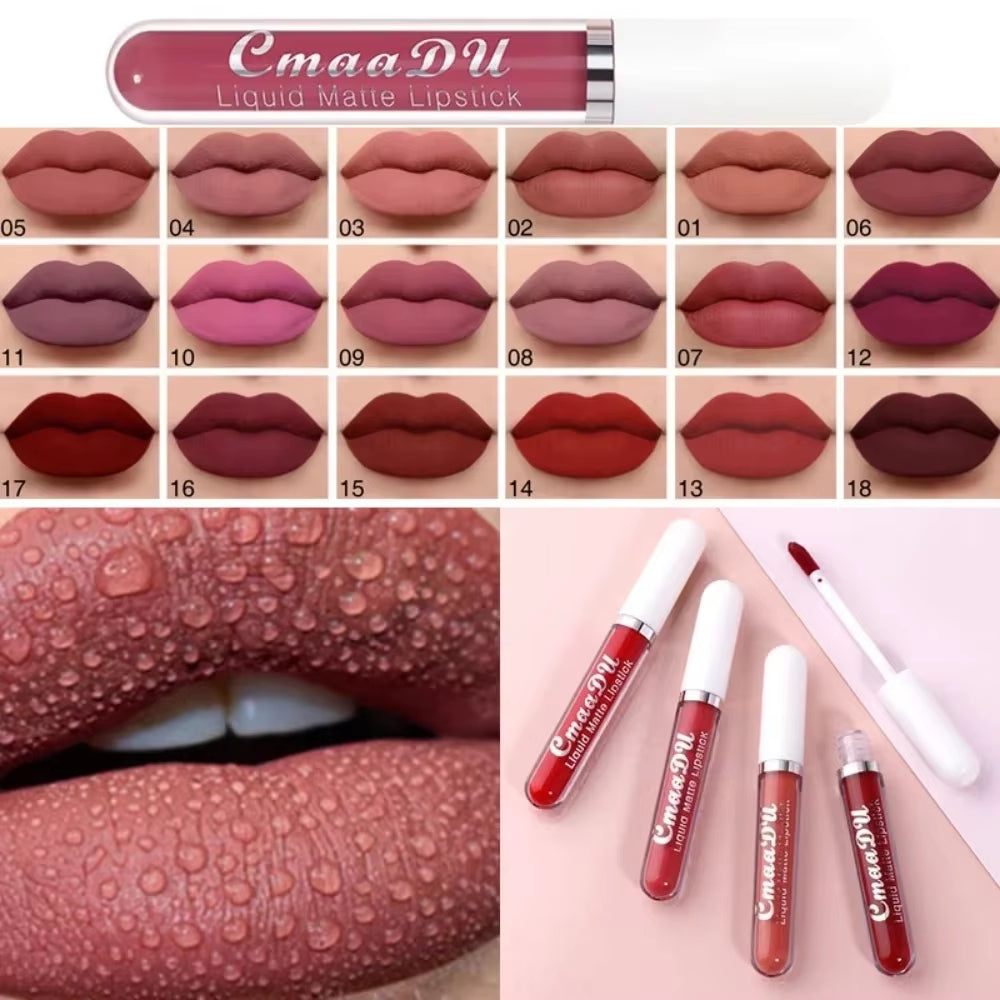 Long-Lasting Velvet Matte Liquid Lipstick - Waterproof Red Lip Gloss for Women