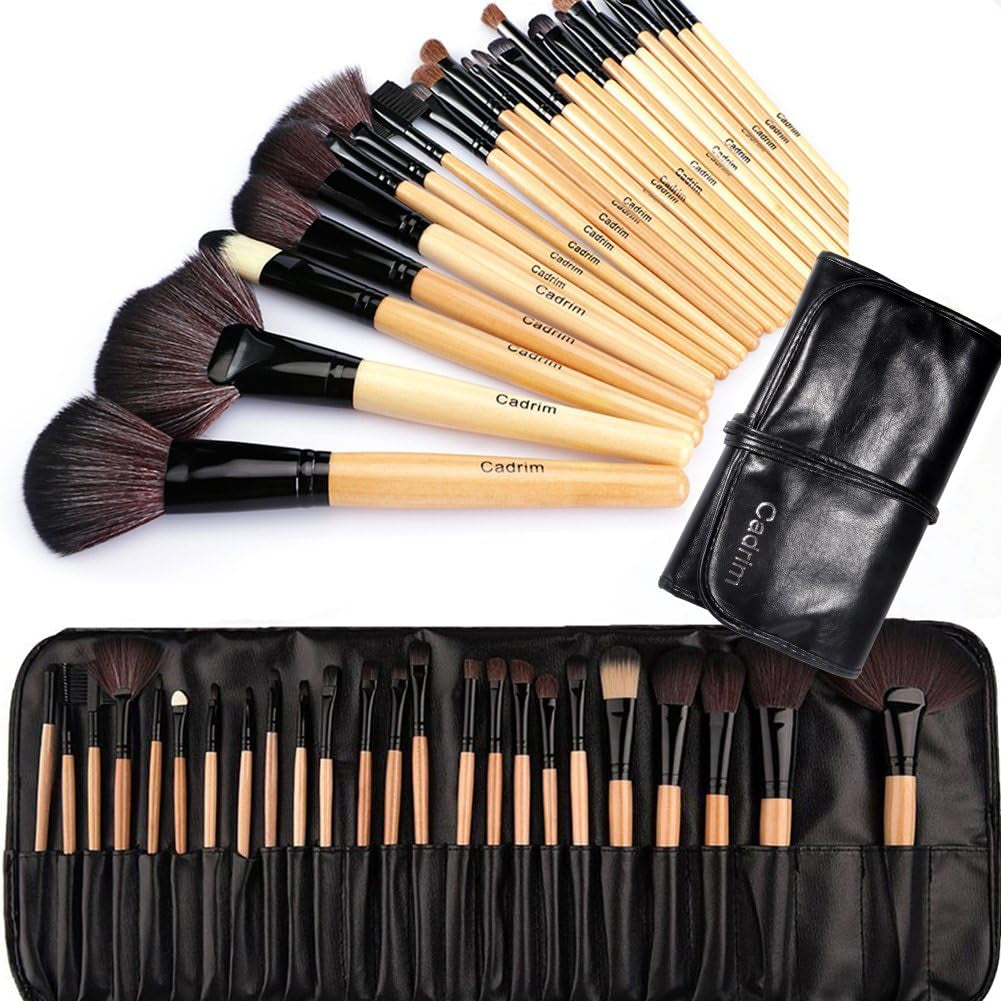 Brochas De Maquillaje, 24Pcs Maquillaje Profesional Pinceles Maquillaje De Ojos Rubor Contorno De Los Labios Corrector Brochas Cosméticas + Bolso Negro
