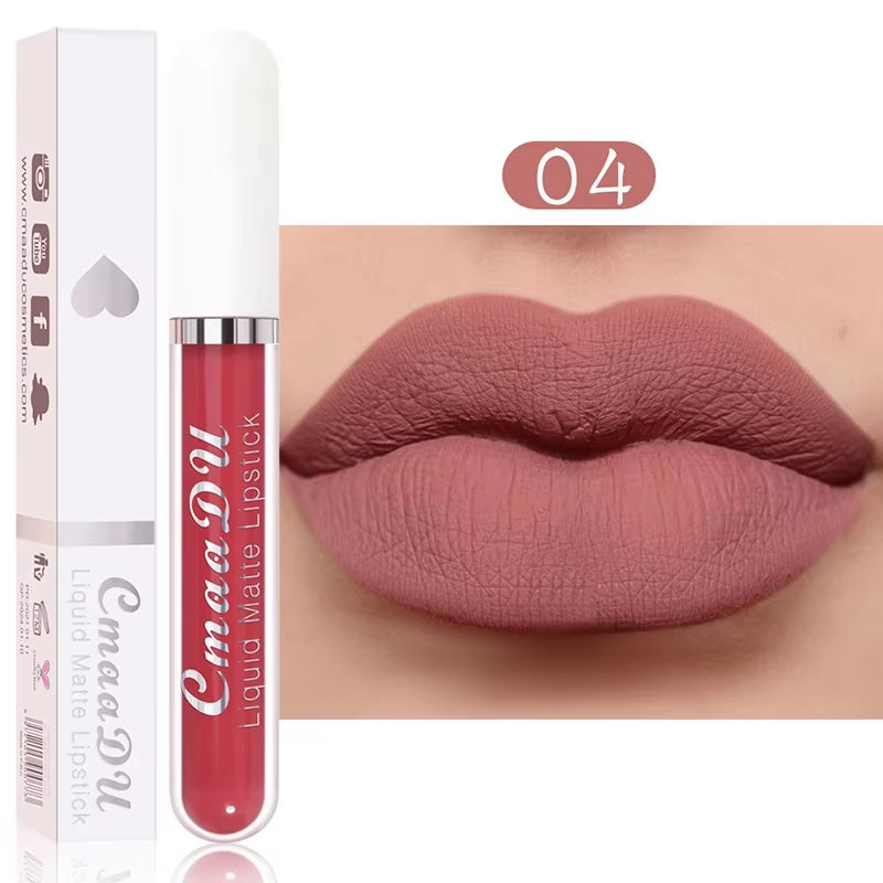Long-Lasting Velvet Matte Liquid Lipstick - Waterproof Red Lip Gloss for Women