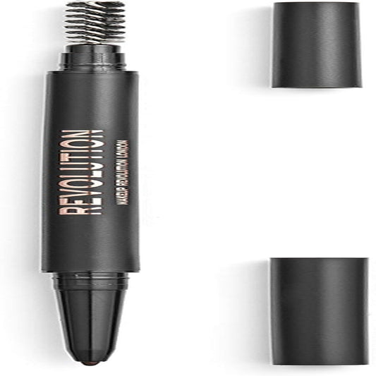 Makeup Revolution, Precise Brow Pencil, Lápiz De Cejas De Doble Punta Y Pincel En Espiral, Punta Fina, Marrón Medio, 9G
