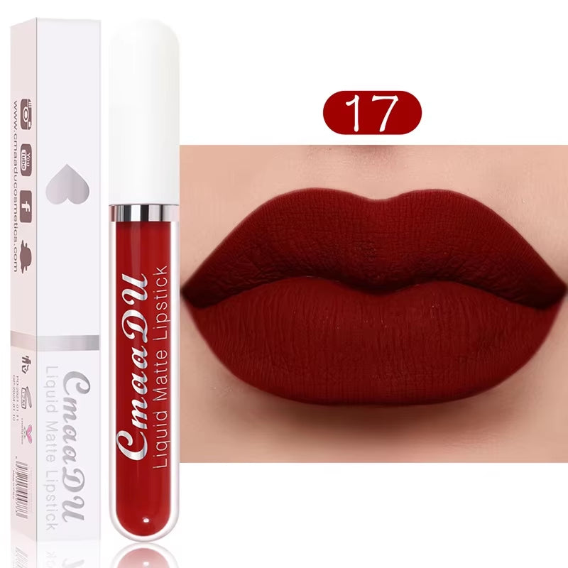 Long-Lasting Velvet Matte Liquid Lipstick - Waterproof Red Lip Gloss for Women