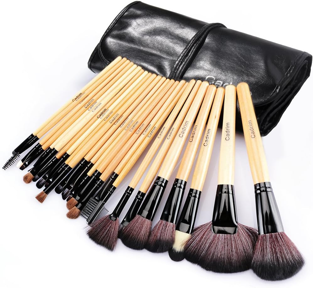 Brochas De Maquillaje, 24Pcs Maquillaje Profesional Pinceles Maquillaje De Ojos Rubor Contorno De Los Labios Corrector Brochas Cosméticas + Bolso Negro