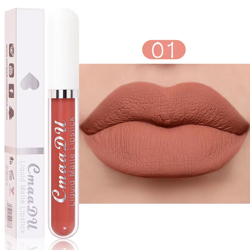 Long-Lasting Velvet Matte Liquid Lipstick - Waterproof Red Lip Gloss for Women